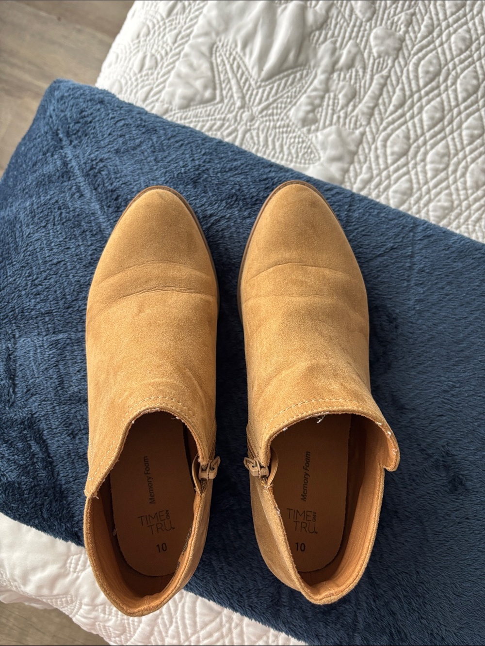Time and Tru Camel Suede Ankle Booties